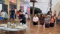 Pernikahan Viral Kebanjiran, Tamunya Tetap Santap Makanan Prasmanan