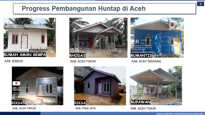 Progres pembangunan hunian tetap di Aceh.