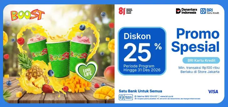 Boost Harimu, Hemat 25% dengan BRI Kartu Kredit