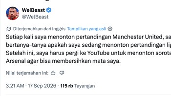 Lebih baik nonton Arsenal untuk membersihkan mata. Foto: X.com