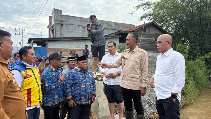 Menteri PU Doddy Hanggodo saat meninjau jembatan di Aceh. (Foto: Kementerian PU)