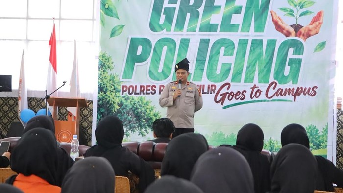 Polres Rohil mengajak mahasiswa ITR berperan aktif dalam upaya pencegahan karhutla melalui Green Policing, Kamis (17/9/2026).
