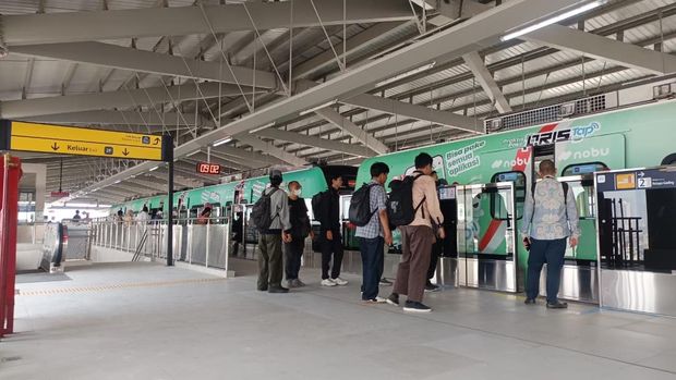 Suasana Stasiun LRT Manggarai usai diresmikan Prabowo (Shonya/detikcom)
