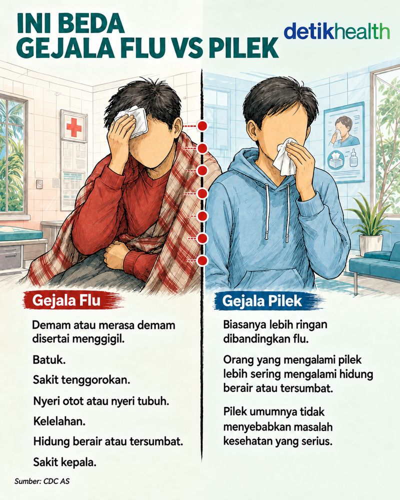 beda gejala flu vs pilek