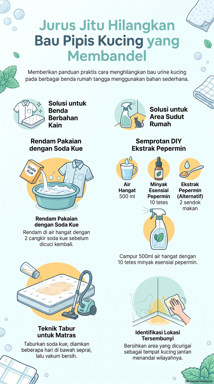 Infografis cara menghilangkan bau pipis kucing yang membandel