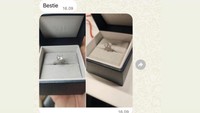 Dea memperlihatkan chat WhatsApp Seaman. Dalam chat tersebut, Seaman memperlihatkan cincin yang akan diberikan kepada Leony. Saat itu, Leony belum mengetahui rencana baik Seaman. Foto: Instagram @dea_ananda