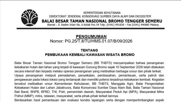 Pengumumam dibukanya kembali kawasan wisata Bromo. Pengumumam dibukanya kembali kawasan wisata Bromo.
