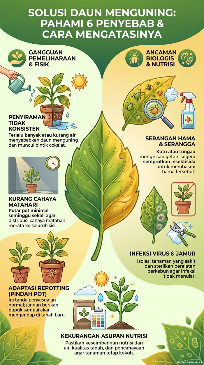 Infografis penyebab daun menguning