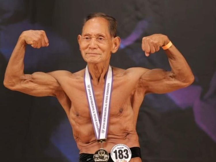 FOTO: Penampilan Kakek Jepang Usia 90 Tahun yang Menang Kompetisi Binaraga