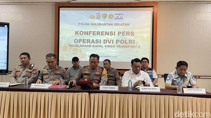 Press conference ungkap identitas tiga korban Kapal Virgo. (Khairun Nisa/detikKalimantan)