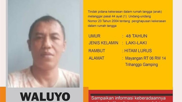 Tangkapan layar DPO Polresta Sleman kasus KDRT