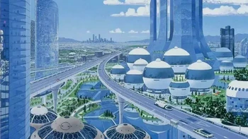 Utopia Jepang (Kota Ideal Masa Depan). Tatsushi Morimoto. 1984 Foto: Boredpanda