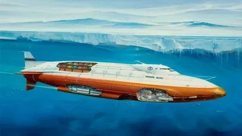 Konsep Kapal Selam Kargo Toyota Maru 144. John Berkey. Akhir tahun 80-an Foto: Boredpanda