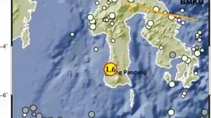 Gempa magnitudo 1,6 mengguncang Kabupaten Maros, Sulawesi Selatan, pada 20 September 2026.