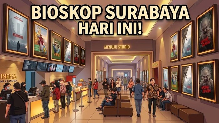 Ilustrasi jadwal bioskop Surabaya hari ini.
