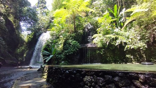 Kolam di Air Terjun Toyo Bulan, Bangli, Bali, beberapa waktu lalu. Kolam sedalam sekitar 1 meter tersebut menjadi daya tarik objek wisata Toyo Bulan.