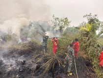 Warga Muba Ikut Berjibaku Padamkan Karhutla