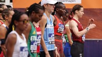 Pelari Kenya, Agnes Jebet Ngetich, tampil dominan pada nomor half marathon putri dalam World Athletics Road Running Championships Copenhagen 2026, kemarin. World Athletics via Getty Images/Gaelle Mobuchon