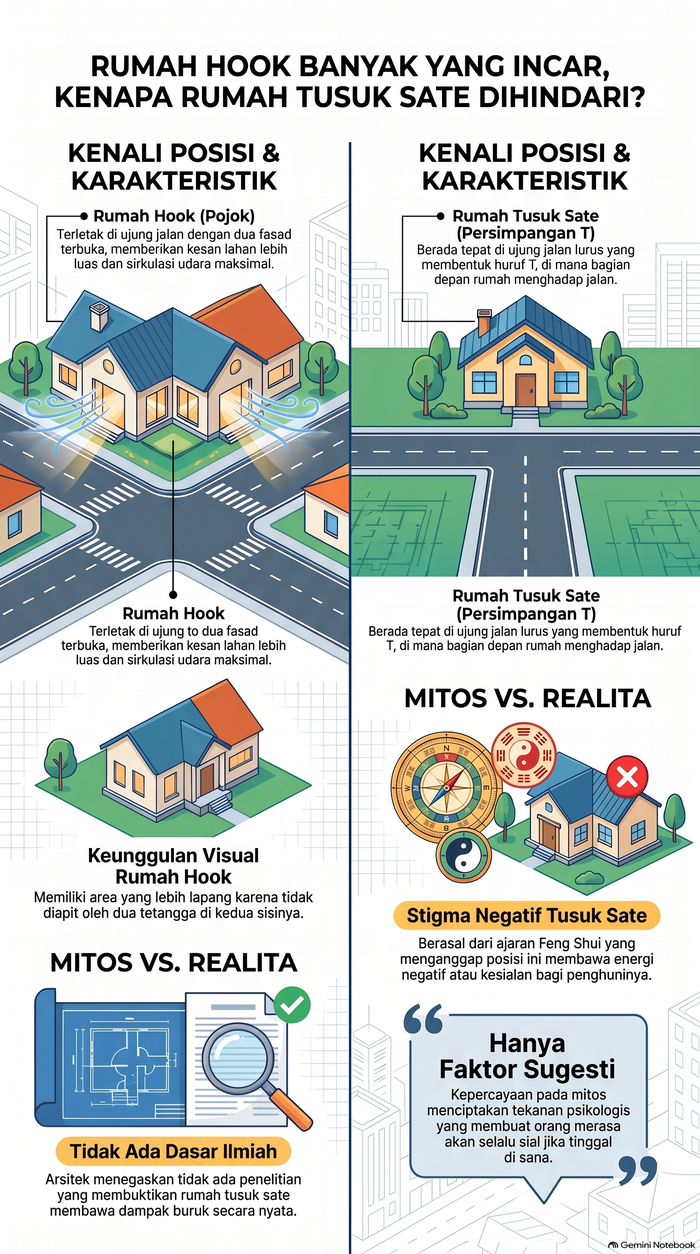 Infografis rumah posisi hook dan rumah tusuk sate