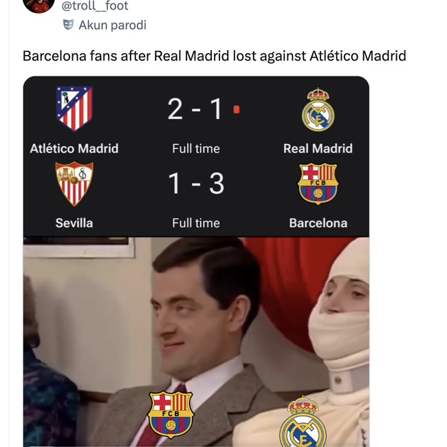 Meme Real Madrid Merana, Barcelona Gembira