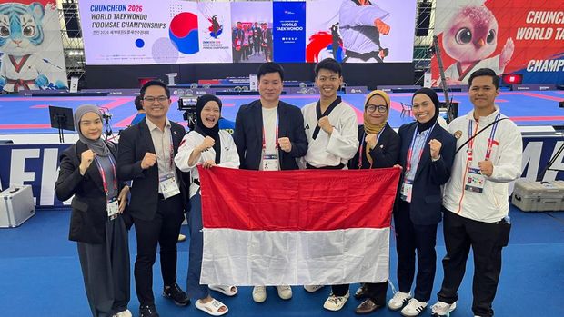 Tim Pelatnas Taekwondo Indonesia di Chuncheon 2026 World Taekwondo Poomsae Championships di Korea Selatan.a