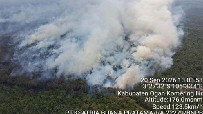 Wilayah karhutla di OKI usai dilakukan WB masih berasap.