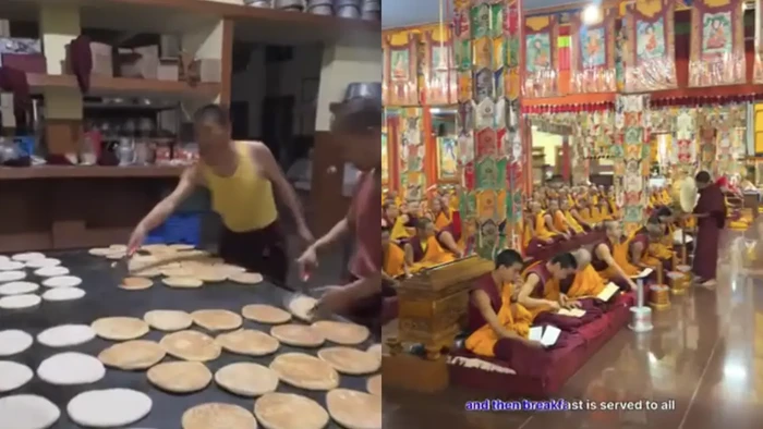 Makanan para biksu di wihara.