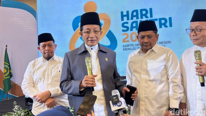 Menag Nasaruddin Umar dalam Media Gathering Hari Santri 2026, di Jakarta, Selasa (22/9/2026).