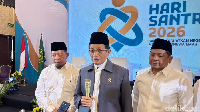 Menag Nasaruddin Umar dalam Media Gathering Hari Santri 2026, di Jakarta, Selasa (22/9/2026).