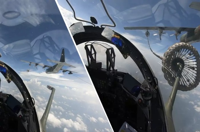 Air to Air Refuelling Skadron Udara 12 dengan pesawat tempur Hawk 100/200, dan Skadron Udara 32 dengan pesawat angkut berat C-130 Hercules sebagai pesawat tanker. Selasa (15/4/2025)