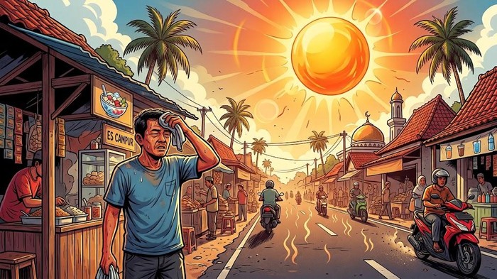 Ilustrasi cuaca panas di Jawa Timur.