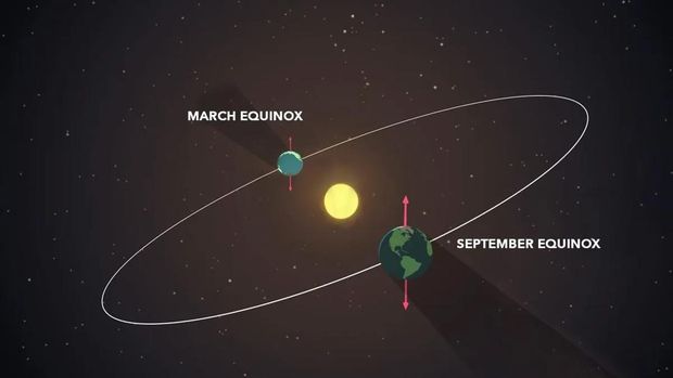 Ilustrasi equinox yang terjadi dua kali dalam setahun. (Dok NASA) Ilustrasi equinox yang terjadi dua kali dalam setahun. (Dok NASA)