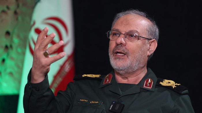 Hossein Mohebbi, spokesperson of Irans Islamic Revolution Guard Corps (IRGC), speaks during an exclusive interview with AFP in Tehran on September 22, 2026. Irans Revolutionary Guards on September 21 warned they would attack new targets and deploy 