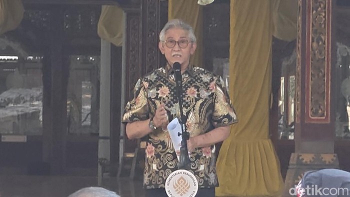 KGPH Panembahan Agung Tedjowulan saat sambutan di revitalisasi Keraton Solo, Rabu (23/9/2026).