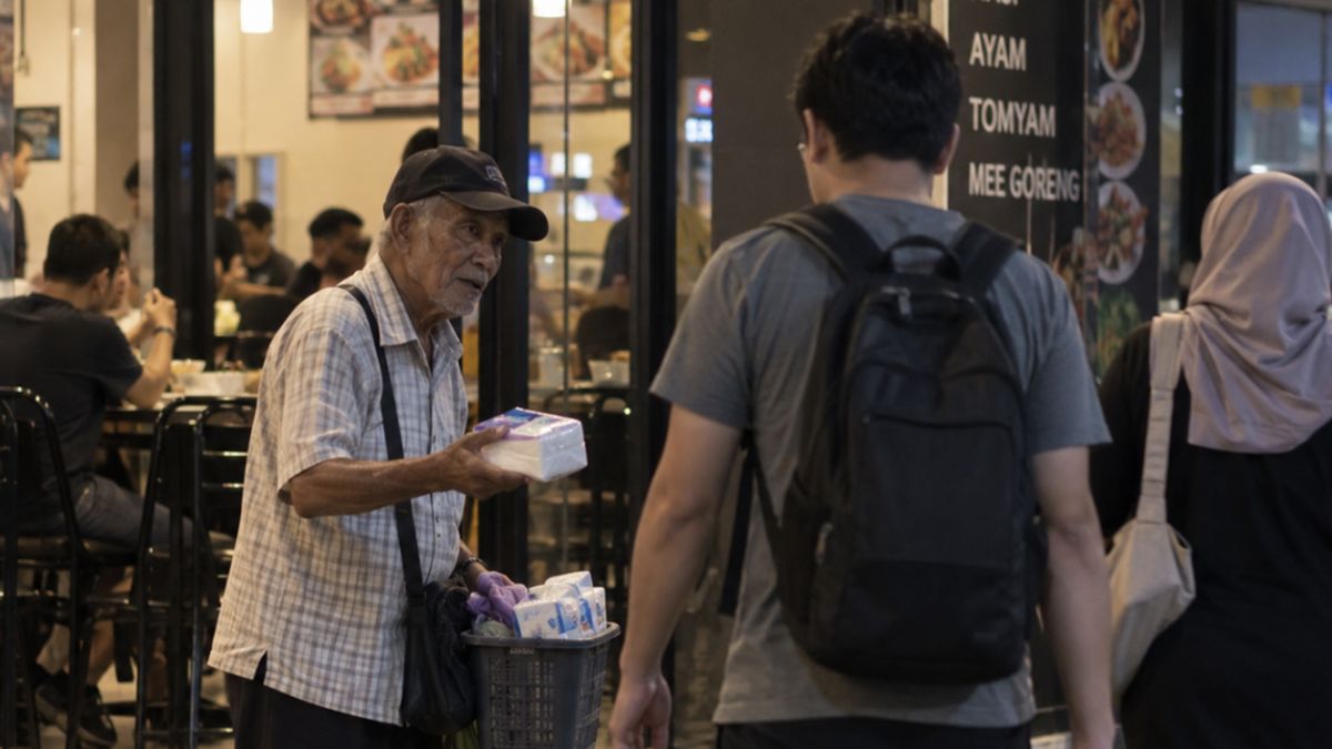 Viral! Ayah 12 Tahun Jualan Tisu Depan Resto Demi Menanti Anaknya Pulang