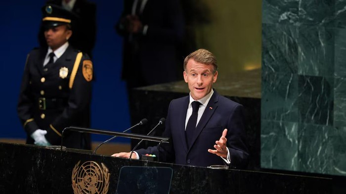 Frances President Emmanuel Macron addresses the 81st United Nations General Assembly at UN headquarters in New York City, US, September 22, 2026.