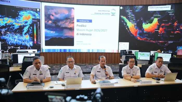 Konferensi pers BMKG soal perkiraan musim hujan 2026.