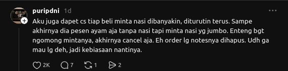 Pesanan makanan bikin jengkel, meminta tukar kol goreng menjadi telur ceplok.