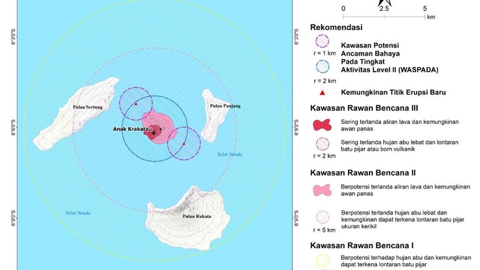 Peta kawasan rawan bencana Gn Anak Krakatau
