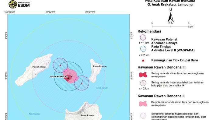 Petaw kawasan rawan bencana Gunung Anak Krakatau