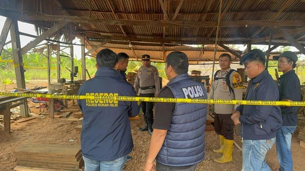 Polres Rohil menyita 20 ton kayu olahan diduga hasil illegal logging di Kecamatan Sinaboi, Rabu (23/9/2026).