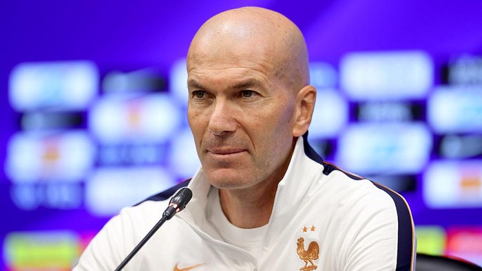 KOCAELI, TURKIYE - SEPTEMBER 24: Head coach of the France national football team Zinedine Zidane holds a press conference ahead of their upcoming UEFA Nations League League A Group 1 match against Turkiye at Kocaeli Stadium in Izmit, Kocaeli, Turkiye, on September 24, 2026. (Photo by Ali Atmaca/Anadolu via Getty Images)