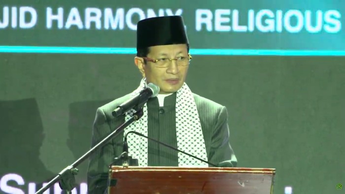 Menag Nasaruddin Umar dalam pembukaan International Grand Imams Conference (IGIC) 2026 di Hotel Bidakara Jakarta, Sabtu (26/9/2026).