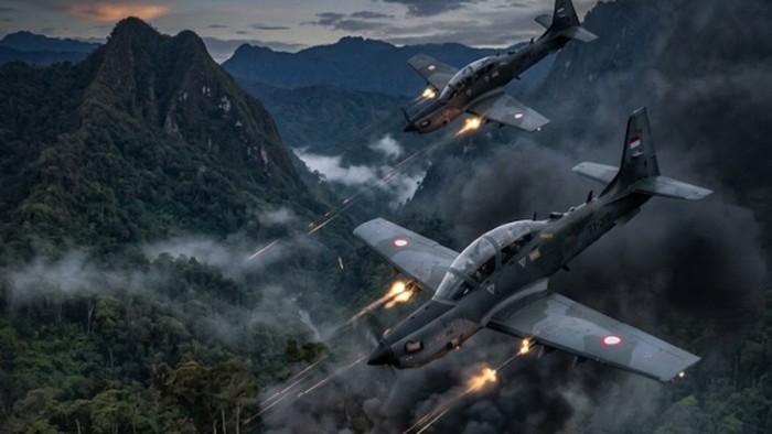 Viral TNI kerahkan pesawat tempur gempur markas OPM di Papua.