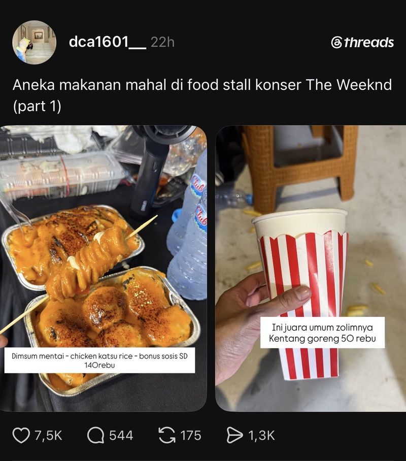 Makanan di konser The Weeknd
