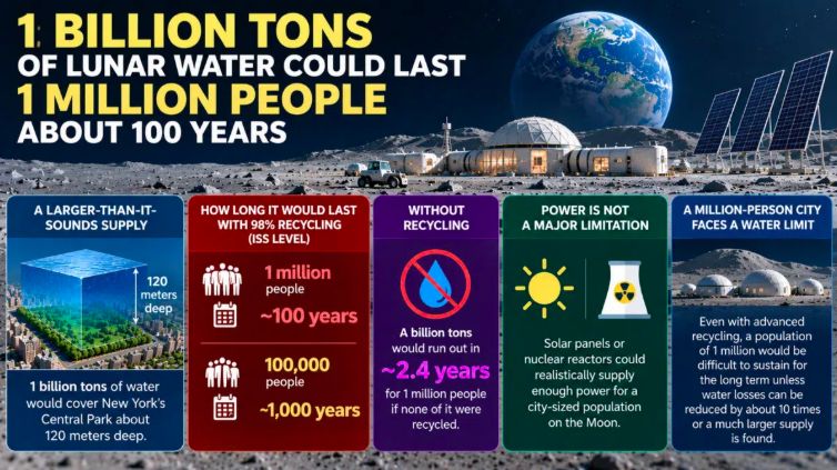 Infografis perhitungan cadangan air di Bulan