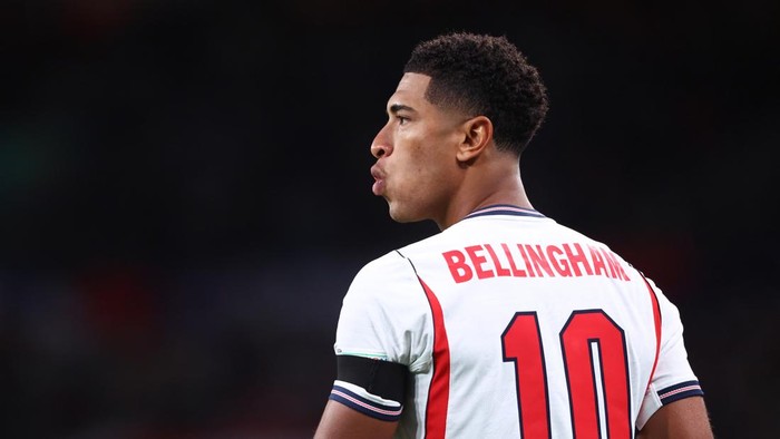 LONDON, ENGLAND - SEPTEMBER 26:  Jude Bellingham of England during the UEFA Nations League 2026/27 group phase match between England and Spain at Wembley Stadium on September 26, 2026 in London, England. (Photo by Marc Atkins/Getty Images)