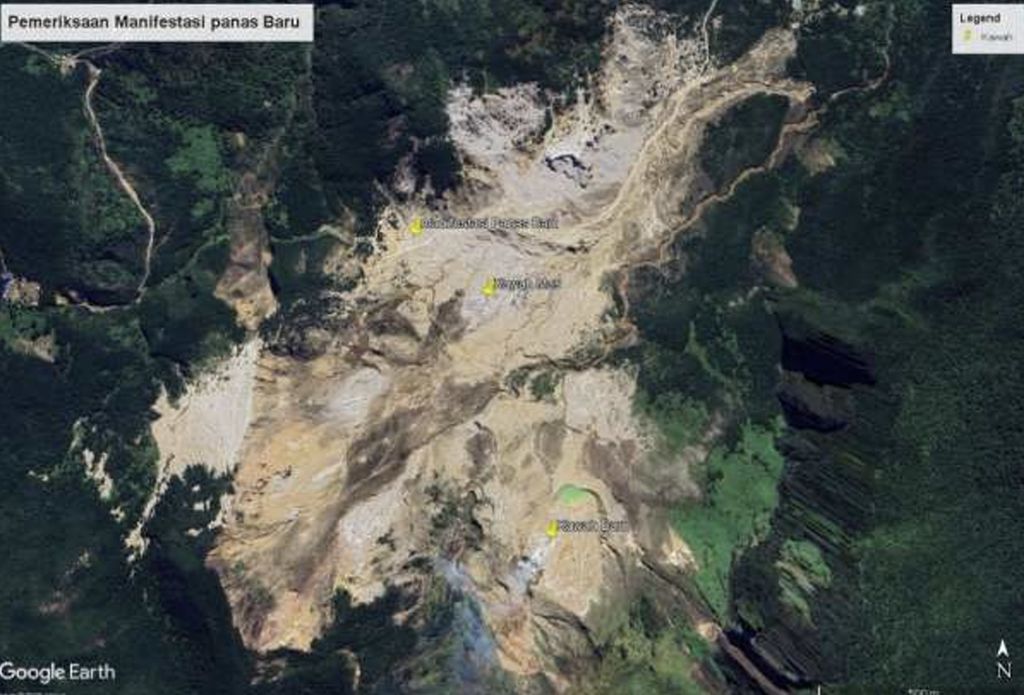 Ploting titik lokasi Manifestasi Panas Baru di kompleks Kawah Manuk G. Papandayan. (Dok. ESDM)