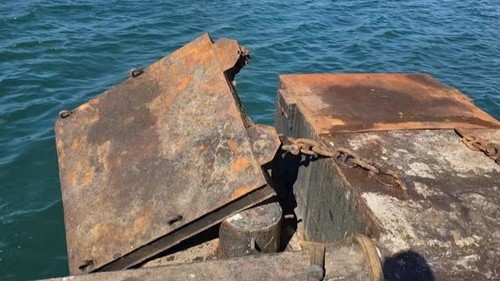 Fender dermaga 2 Pelabuhan Kayangan, Lombok Timur, NTB yang rusak karena benturan kapal, Minggu (27/9/2026) foto (Istimewa/Facebook Pratama pratama)