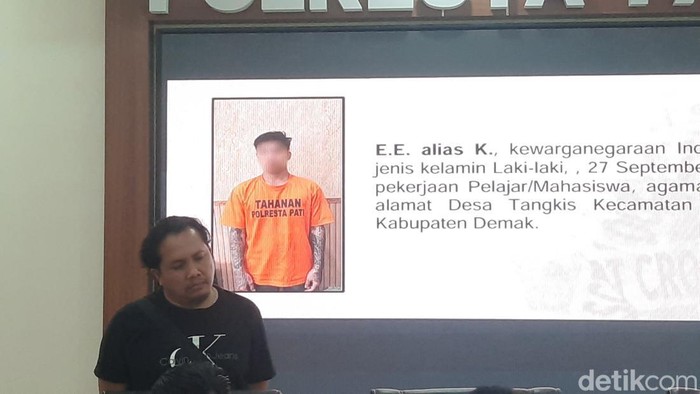 Rilis kasus penusukan hingga tewas di sebuah kosan di Tayu, Pati. Rilis dihelat di Polresta Pati, Selasa (29/9/2026).
